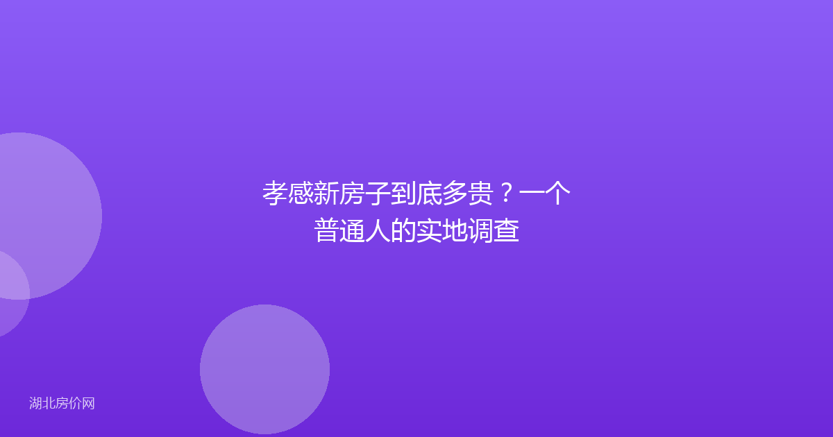 孝感新房子到底多贵？一个普通人的实地调查