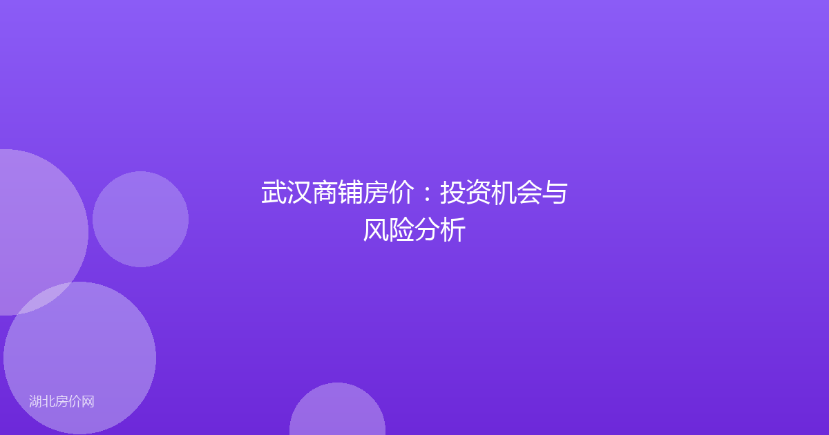 武汉商铺房价：投资机会与风险分析