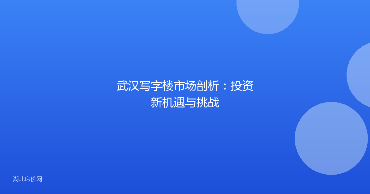 武汉写字楼市场剖析：投资新机遇与挑战